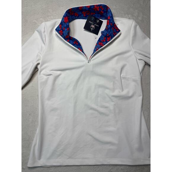 Sailor Sailor Britt 3/4 Sleeve White Floral Trim UPF 50+ Performance Top SZ SM - Picture 1 of 12